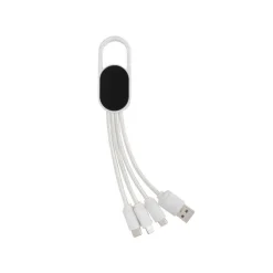 Kabel do ładowania 4 w 1 z karabińczykiem / Biały P302.073