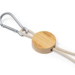 Kabel do ładowania ze słomy pszenicznej i bawełny z karabińczykiem, bambusowy element / Neutralny V1362-00