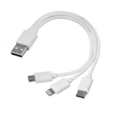 Kabel USB 3w1 micro USB + USB typ C + Lightning / Biały EG ZT7