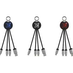 Kabel z podświetlonym logo 3w1 z brelokiem - SCX.design C16 / Czerwony 2PX00221