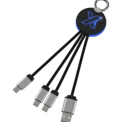Kabel z podświetlonym logo 3w1 z brelokiem - SCX.design C16 / Czarny 2PX00290