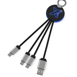 Kabel z podświetlonym logo 3w1 z brelokiem - SCX.design C16 / Czarny 2PX00290