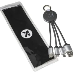 Kabel z podświetlonym logo 3w1 z brelokiem - SCX.design C16 / Czarny 2PX00290