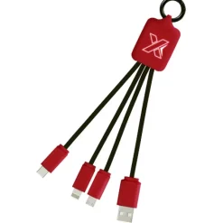 Kabel z podświetlonym logo 3w1 z brelokiem - SCX.design C15 / Mid red 2PX00191