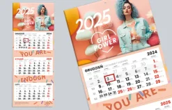 Kalendarz trójdzielny z wypukłą główką i gąbką / Wielokolorowy PUP09