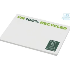 Karteczki samoprzylepne z recyklingu o wymiarach 100 x 75 mm Sticky-Mate® / Biały 21287011