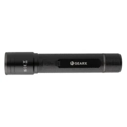 Kieszonkowa latarka Gear X, ładowana przez USB, aluminium z recyklingu / Czarny P513.901
