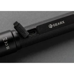Kieszonkowa latarka Gear X, ładowana przez USB, aluminium z recyklingu / Czarny P513.901