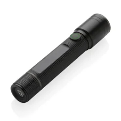 Kieszonkowa latarka Gear X, ładowana przez USB, aluminium z recyklingu / Czarny P513.901