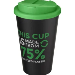 Kubek Americano® Eco z recyklingu o pojemności 350 ml z pokrywą odporną na zalanie / Zielony 21042561