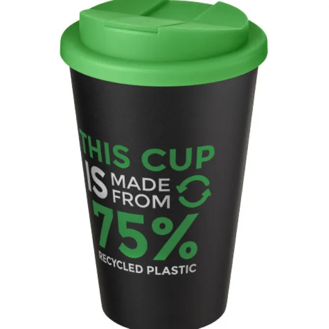 Kubek Americano® Eco z recyklingu o pojemności 350 ml z pokrywą odporną na zalanie / Zielony 21042561