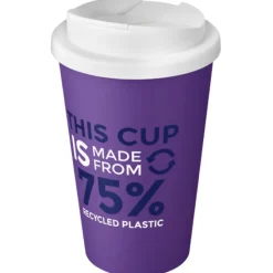 Kubek Americano® Eco z recyklingu o pojemności 350 ml z pokrywą odporną na zalanie / Fioletowy 21042513