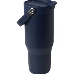 Kubek Bronx o pojemności 900 ml, z izolacją próżniową, wykonany ze recyklingowanej stali nierdzewnej z certyfikatem RCS i z miedzi, z wielofukncyjną zakrętką / Granatowy 10086455