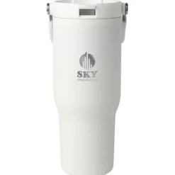 Kubek Bronx o pojemności 900 ml, z izolacją próżniową, wykonany ze recyklingowanej stali nierdzewnej z certyfikatem RCS i z miedzi, z wielofukncyjną zakrętką / Biały 10086401