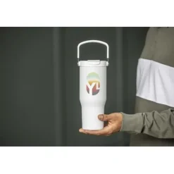 Kubek Bronx o pojemności 900 ml, z izolacją próżniową, wykonany ze recyklingowanej stali nierdzewnej z certyfikatem RCS i z miedzi, z wielofukncyjną zakrętką / Szary 10086482