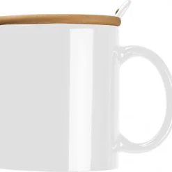 Kubek ceramiczny z łyżeczką 300 ml LOTHAR / Biały 8296906
