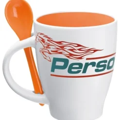 Kubek ceramiczny z łyżeczką PALERMO 250 ml / Pomarańczowy 509510