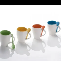 Kubek ceramiczny z łyżeczką PALERMO 250 ml / Pomarańczowy 509510