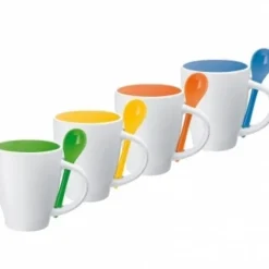 Kubek ceramiczny z łyżeczką PALERMO 250 ml / Pomarańczowy 509510