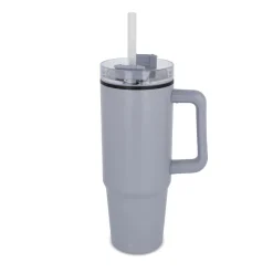 Kubek Miami z uchwytem i słomką 800ml / Szary LT57004-N0061