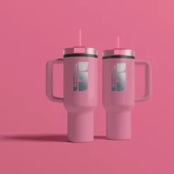 Kubek Miami z uchwytem i słomką 800ml / Różowy LT57004-N0076
