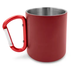 Kubek 280 ml ze stali nierdzewnej z recyklingu, z karabińczykiem | Pari / Czerwony V1405-05