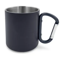 Kubek 280 ml ze stali nierdzewnej z recyklingu, z karabińczykiem | Pari / Czarny V1405-03