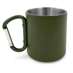 Kubek 280 ml ze stali nierdzewnej z recyklingu, z karabińczykiem | Pari / Zielony V1405-06