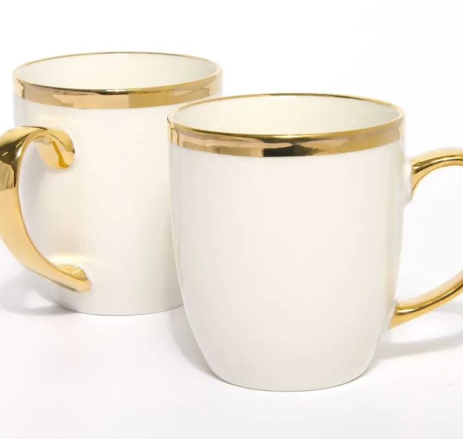 Kubek porcelanowy ze złotym wykończeniem BELLA GOLD 330 ml / Wielokolorowy MRT-02B