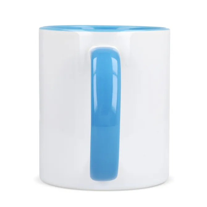 Kubek subli Oslo kolorowy w środku i uchwycie 300ml / Biały / jasnoniebieski LT51164-N0112