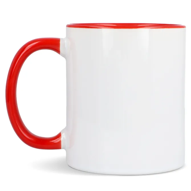 Kubek subli Oslo kolorowy w środku i uchwycie 300ml / Biały / czerwony LT51164-N0121