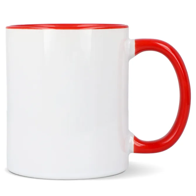 Kubek subli Oslo kolorowy w środku i uchwycie 300ml / Biały / czerwony LT51164-N0121