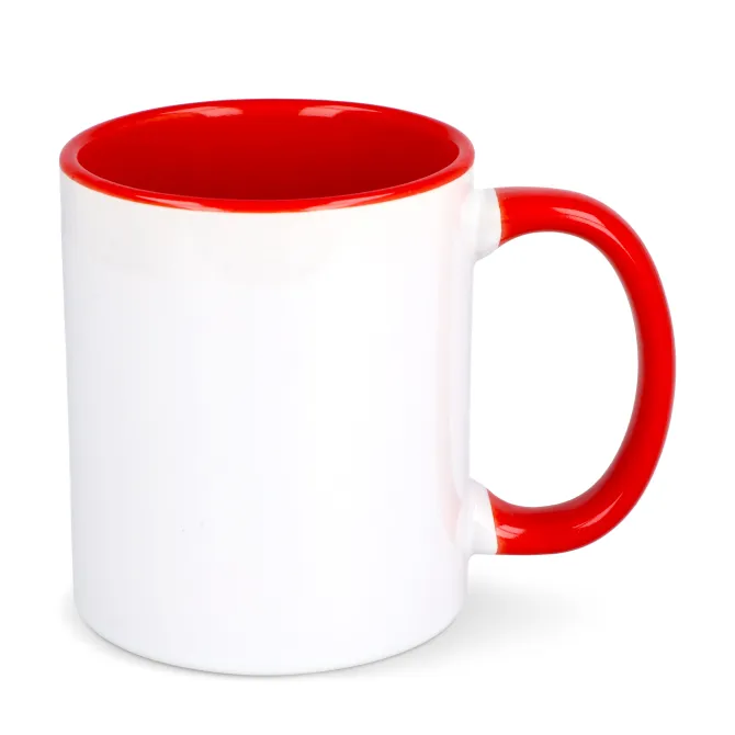 Kubek subli Oslo kolorowy w środku i uchwycie 300ml / Biały / czerwony LT51164-N0121