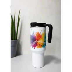 Kubek termiczny 1100 ml Air Gifts z ergonomicznym uchwytem | Ony / Biały VA094-02
