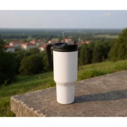 Kubek termiczny 1100 ml Air Gifts z ergonomicznym uchwytem | Ony / Biały VA094-02