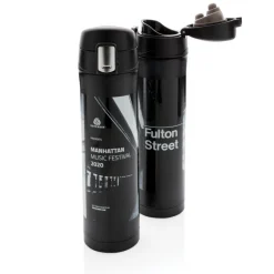 Kubek termiczny 450 ml, stal nierdzewna z recyklingu / Czarny P435.501