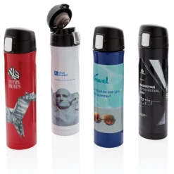 Kubek termiczny 450 ml, stal nierdzewna z recyklingu / Czarny P435.501