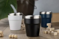 Kubek z recyklingowanej stali nierdzewnej MAKEL 300 ml / Czarny 16404-02