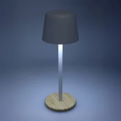 Lampa stołowa Solis z regulacją jasności i podstawą z bambusa / Biały LT93353-N0001