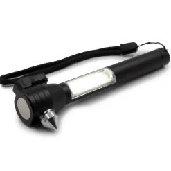 Latarka bezpieczeństwa 1 LED COB, przecinak do pasów, młotek bezpieczeństwa | Flint / Czarny V0925-03