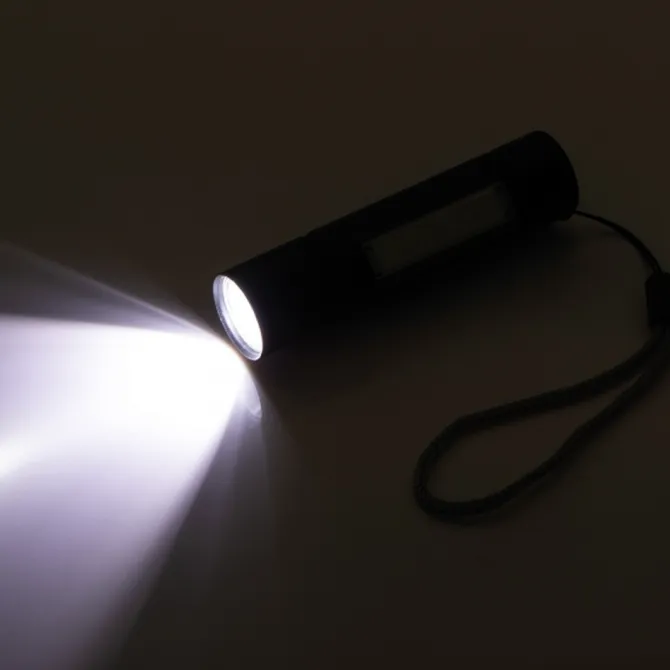 Latarka LED z diodą COB RHONDA / Czarny 9379103