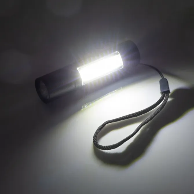 Latarka LED z diodą COB RHONDA / Czarny 9379103
