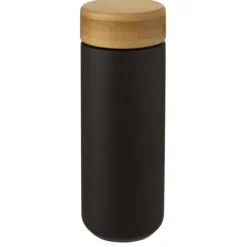 Lumi ceramiczny kubek z bambusową pokrywką o pojemności 300 ml / Czarny 10070590