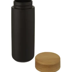 Lumi ceramiczny kubek z bambusową pokrywką o pojemności 300 ml / Czarny 10070590