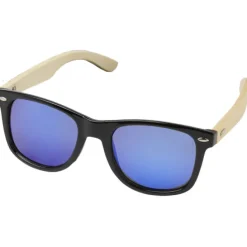 Lustrzane okulary przeciwsłoneczne wykonane z plastiku PET z recyklingu/bambusa Taiyō z polaryzacją w pudełku upominkowym / Drewno 12700171