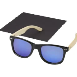 Lustrzane okulary przeciwsłoneczne wykonane z plastiku PET z recyklingu/bambusa Taiyō z polaryzacją w pudełku upominkowym / Drewno 12700171