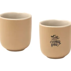 Male filiżanki ceramiczne do espresso o pojemności 90 ml - zestaw 2 sztuk / Oatmeal 12639707