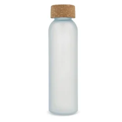 Matowa szklana butelka z recyklingu z korkiem 500ml / Ecru / biały LT98880-N5401