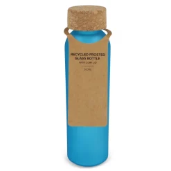 Matowa szklana butelka z recyklingu z korkiem 500ml / Ecru / czerwony LT98880-N5421