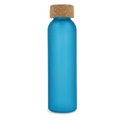 Matowa szklana butelka z recyklingu z korkiem 500ml / Ecru / czerwony LT98880-N5421